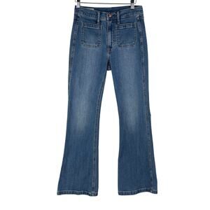 Gap 70s Flare High Rise Jeans Womens 26 / 2 Regular Medium Wash Patch Pocket